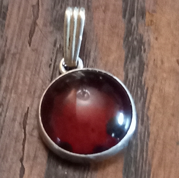 Sterling Silver Baltic Amber Cabochon Pendant - Picture 9 of 15